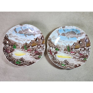 Johnson Bros Bread Plate Saucer Olde English Country Side England Hand Engraving